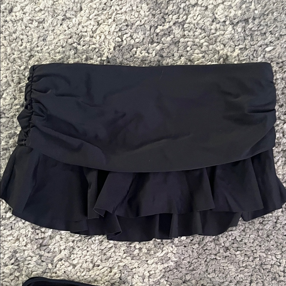 Catalina Black Ruffle Swim Skirt